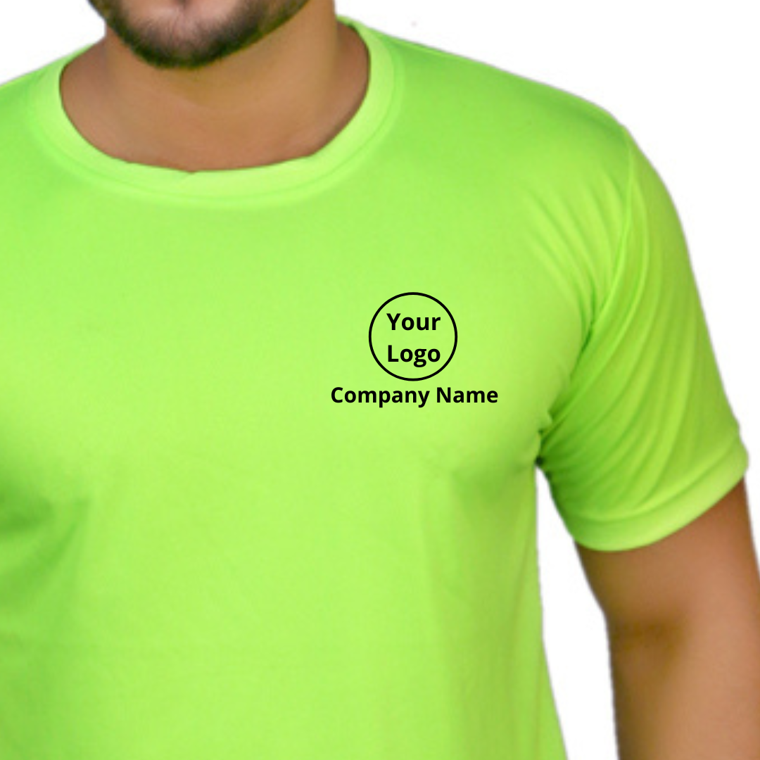 Basic Polyester Dryfit Micro Fabric Round Neck T-shirts with Logo on chest